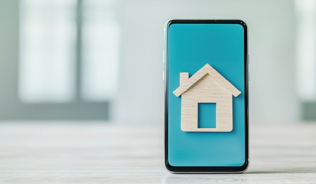 A cell phone with an icon of a home