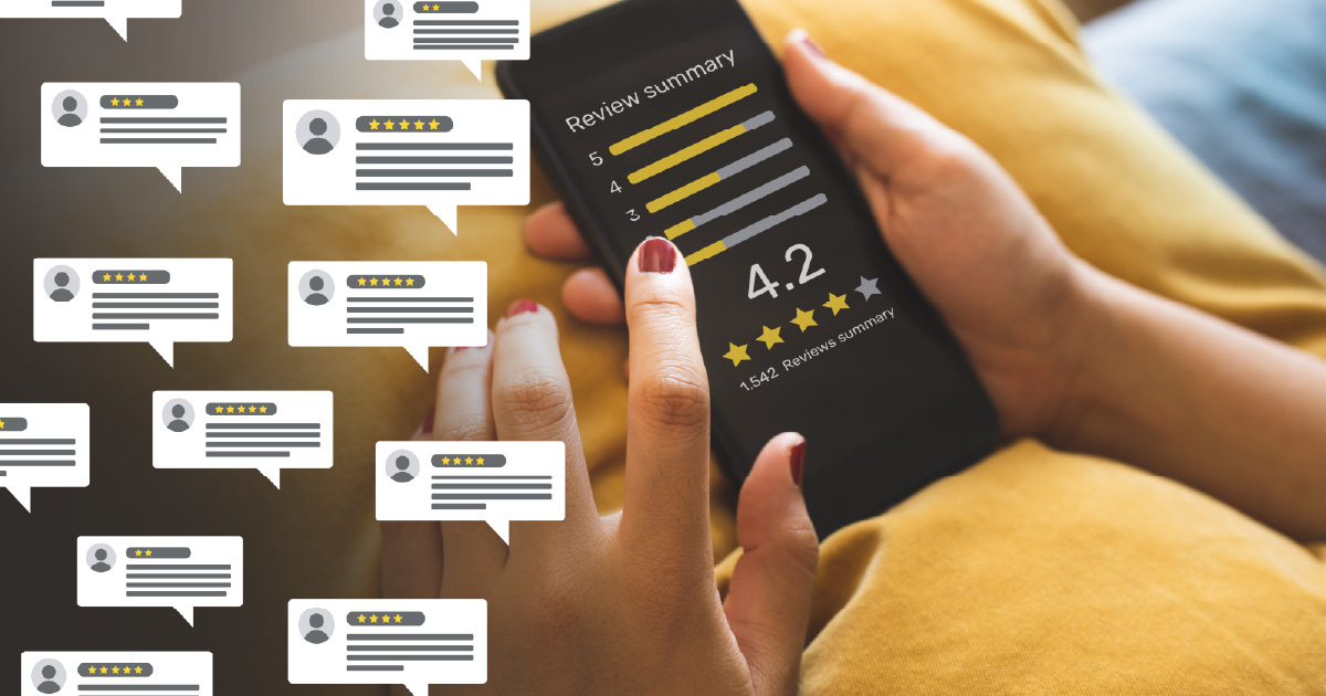 A homeowner reading reviews for roofing contractors