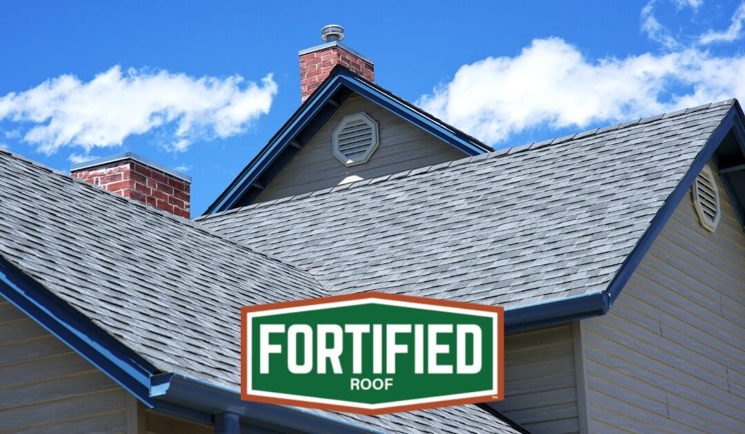 A new roof with an overlay of the FORTIFIED Roof logo