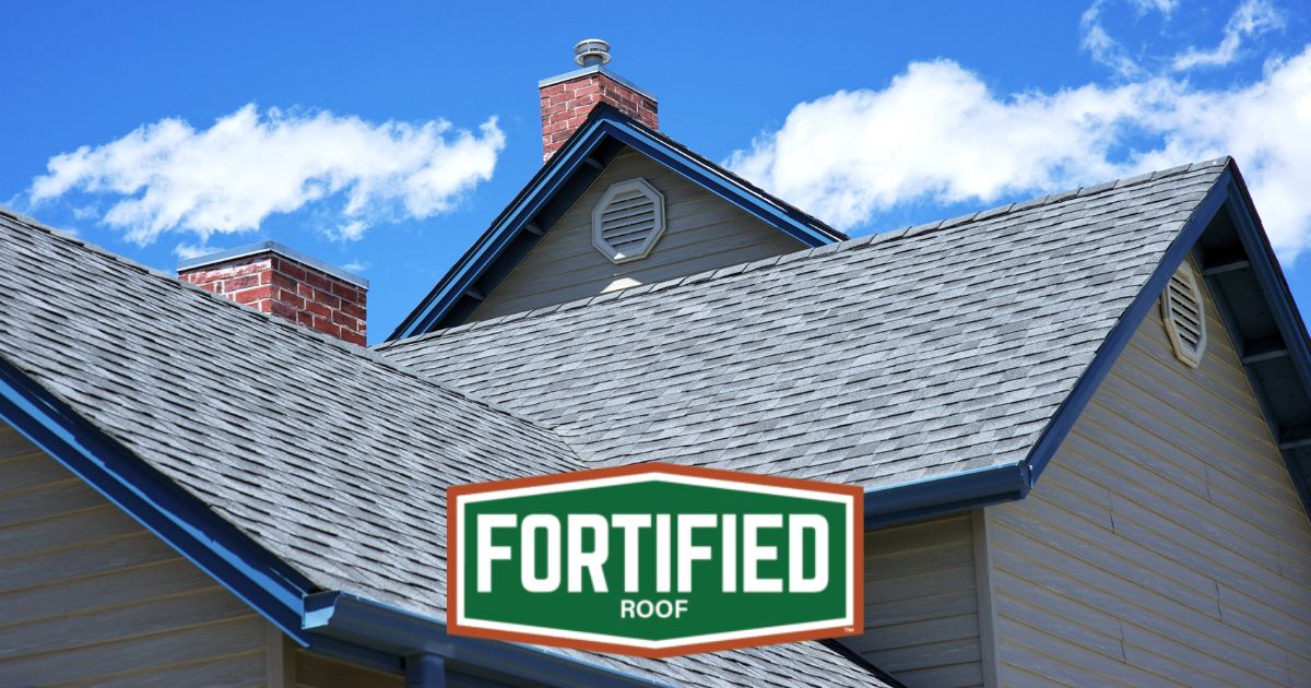 A new roof with an overlay of the FORTIFIED Roof logo